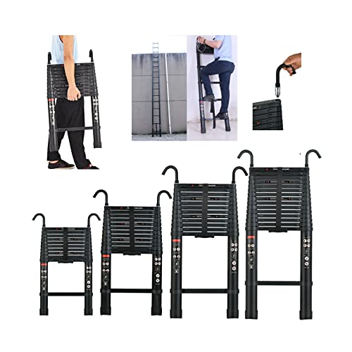3,8m Teleskopleiter mit Abnehmbarem Haken Ausziehbare Leiter Aluminium Mehrzweckleiter Einfaches Tragen/Aufbewahren Tragbare Haushaltsleiter für Malerei/Dekoration/Kletterdach -Schwarz 3,8m Teleskopleiter mit Abnehmbarem Haken Ausziehbare Leiter Aluminium Mehrzweckleiter Einfaches Tragen/Aufbewahren Tragbare Haushaltsleiter für Malerei/Dekoration/Kletterdach -Schwarz von Huini