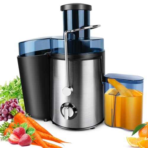 400W Entsafter, 500ml Große Saftauslauf mit Einfüllschacht, Leise und Easy-Clean, BPA-Frei für Obst und Gemüse, Silber 400W Entsafter, 500ml Große Saftauslauf mit Einfüllschacht, Leise und Easy-Clean, BPA-Frei für Obst und Gemüse, Silber von Huini