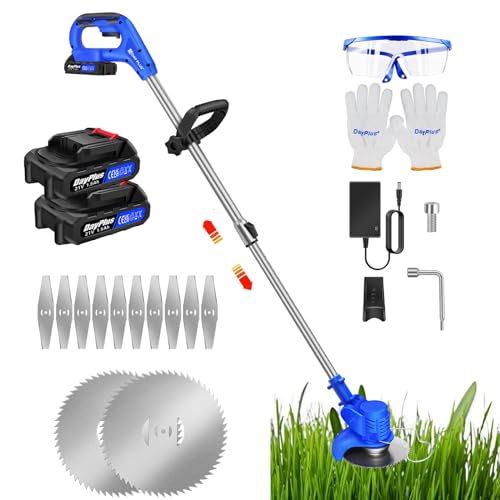 Akku Rasentrimmer mit 2X Akkus, Akku Motorsense Rasentrimmer Rasen Trimmer Garten mit Klingen, Teleskopische Verstellung für Rasen Garten Akku Rasentrimmer mit 2X Akkus, Akku Motorsense Rasentrimmer Rasen Trimmer Garten mit Klingen, Teleskopische Verstellung für Rasen Garten von Huini