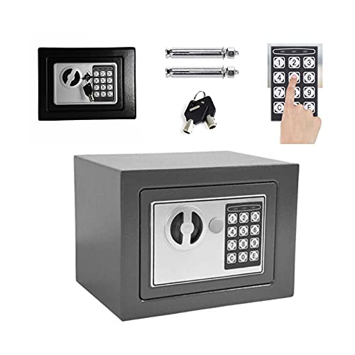 Elektronischer Safe Tresor Klein Minisafe Wandtresor Digital PIN-Code Tresor mit Sicherheitsschlüssel Stahlsafe Möbeltresor Wandsafe, 4.6L(23 x 17 x 17 cm), Schwarz von Huini
