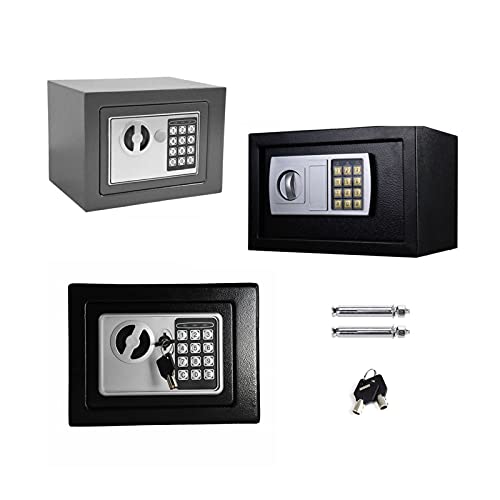 Tresor Elektronikschloss Mini Tresor Safe Tresor mit Zahlenschloss und Schlüssel Hochwertiger Stahl Möbeltresor 4.6L - Grau von Huini