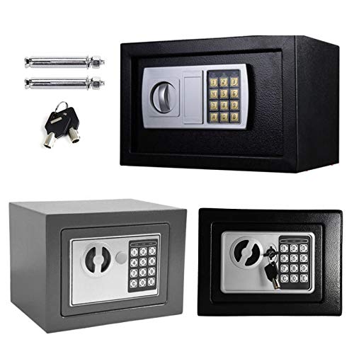 Tresor Möbeltresor Doppelbartschloss Eisenstahl Safe mit elektronischem Zahlenschloss und 2 Schlüsseln für Geschäft Bargeld/Geld/Schmuck/Wertsachen, 4.6L -Grau Tresor Möbeltresor Doppelbartschloss Eisenstahl Safe mit elektronischem Zahlenschloss und 2 Schlüsseln für Geschäft Bargeld/Geld/Schmuck/Wertsachen, 4.6L -Grau von Huini