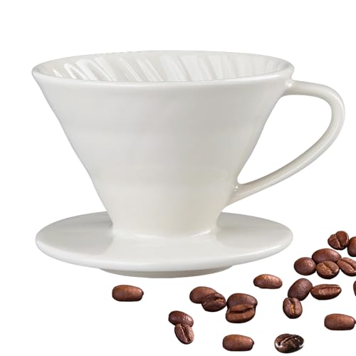 Ceramic V60 Coffee Dripper Pour Over Coffee Dripper with Spiral Inner Wall Porcelain Slow Brewing Accessories for Cafe Home Restaurants (1 Cups) von Huipalon