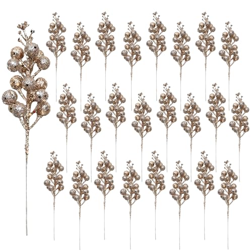 Huisipool 24 Stück Weihnachten Glitzer Beeren Stiele Künstliche Beerenzweige Stiel Beeren Picks Dekorationen für Weihnachtsschmuck, DIY Weihnachtskranz, Urlaub und Party Dekor (Champagner) Huisipool 24 Stück Weihnachten Glitzer Beeren Stiele Künstliche Beerenzweige Stiel Beeren Picks Dekorationen für Weihnachtsschmuck, DIY Weihnachtskranz, Urlaub und Party Dekor (Champagner) von Huisipool