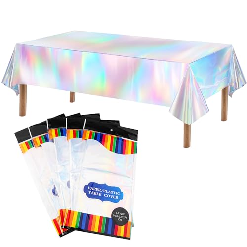5 Stück Party Tischdecke, Geburtstag Bunt Plastik Tischdecken 137x274cm Rechteck Tischdecke Wasserdicht, Kindergeburtstag Tischdeko Geburtstag Mädchen Junge Babyparty von Huiyoulan