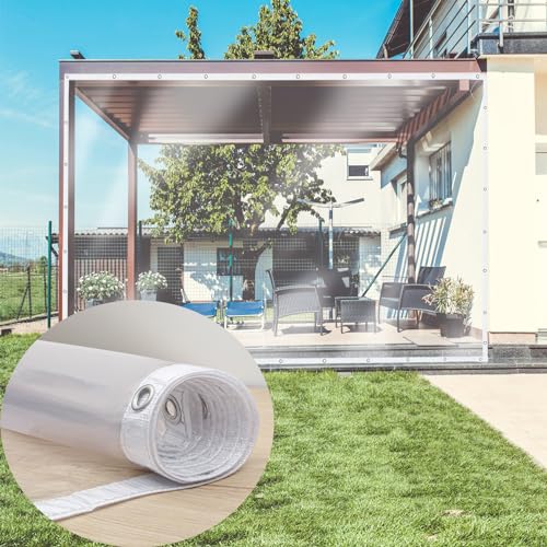 Hujabay Abdeckplane Transparent Wasserdicht mit Ösen | PVC Plane für Pergola Camping, Balkon, 2x3m | Wasserdicht, Winddicht und Kältebeständig Zeltplane Schutz von Pflanzen, Gärten, Möbeln usw von Hujabay