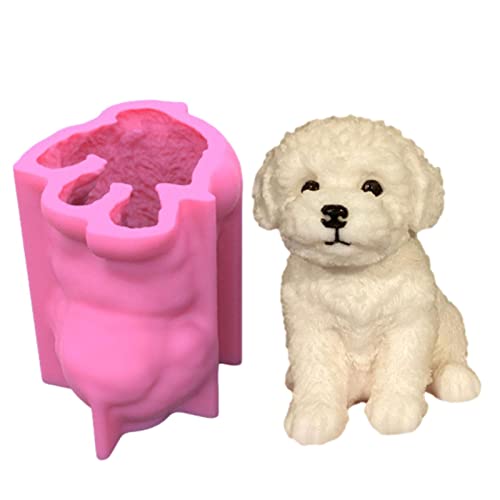 Hujinkan 3D Silikonform Hund, Kerzenformen Zum Gießen, Silikonformen Für Sitzende Welpen, Gießformen Silikon Welpen, Antihaftbeschichtete Silikonformen Für Hundekerzen, Fondant Kuchen Welpenformen von Hujinkan