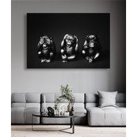 Drei Affen Wandbild, 3 Leinwand, Poster Kunst, Tier Wandkunst, Riesige Leinwanddruck, Wand Dekor, Kunst Wand, Moderne von HukaInterior