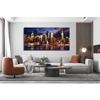 Skyline New York Drucke, Manhattan Wanddeko, Landschaft Wandkunst, Stadt Große Leinwanddruck, Moderne Bauernhaus Deko, Ansicht Wanddeko von HukaInterior