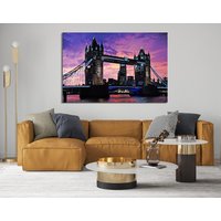 Tower Bridge London, England Wandkunst, London Landschaft Riesige Leinwanddruck, Modernes Bauernhaus Dekor, Abstrakte Wandkunst von HukaInterior