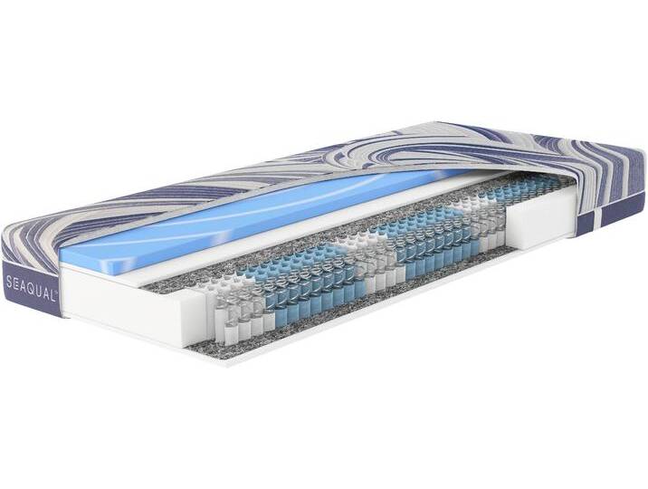 Taschenfederkernmatratze HN8 SCHLAFSYSTEME Ocean Clean TFK , blau, B:140cm H:21cm L:200cm, Bezug (oben): 100% Polyester. Bezug (unten): 89% Polyester, 11% Polypropylen. Steppfüllung: 100% Polypropylen, Matratzen von Hukla-Matratzen
