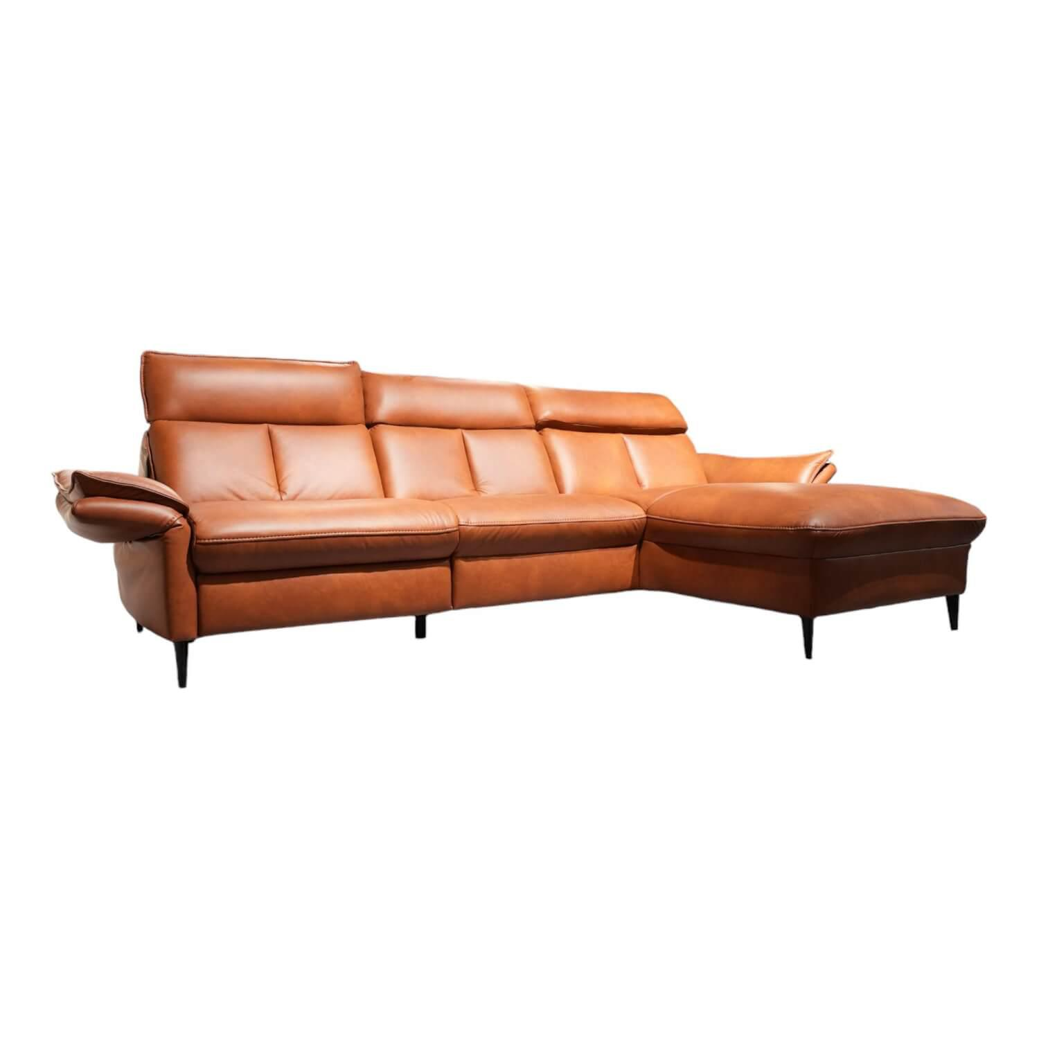 Ecksofa 4058 Leder Cloudy Cognac 59 Gestell Metall Schwarz Lackiert Inklusive Ki... von Hukla