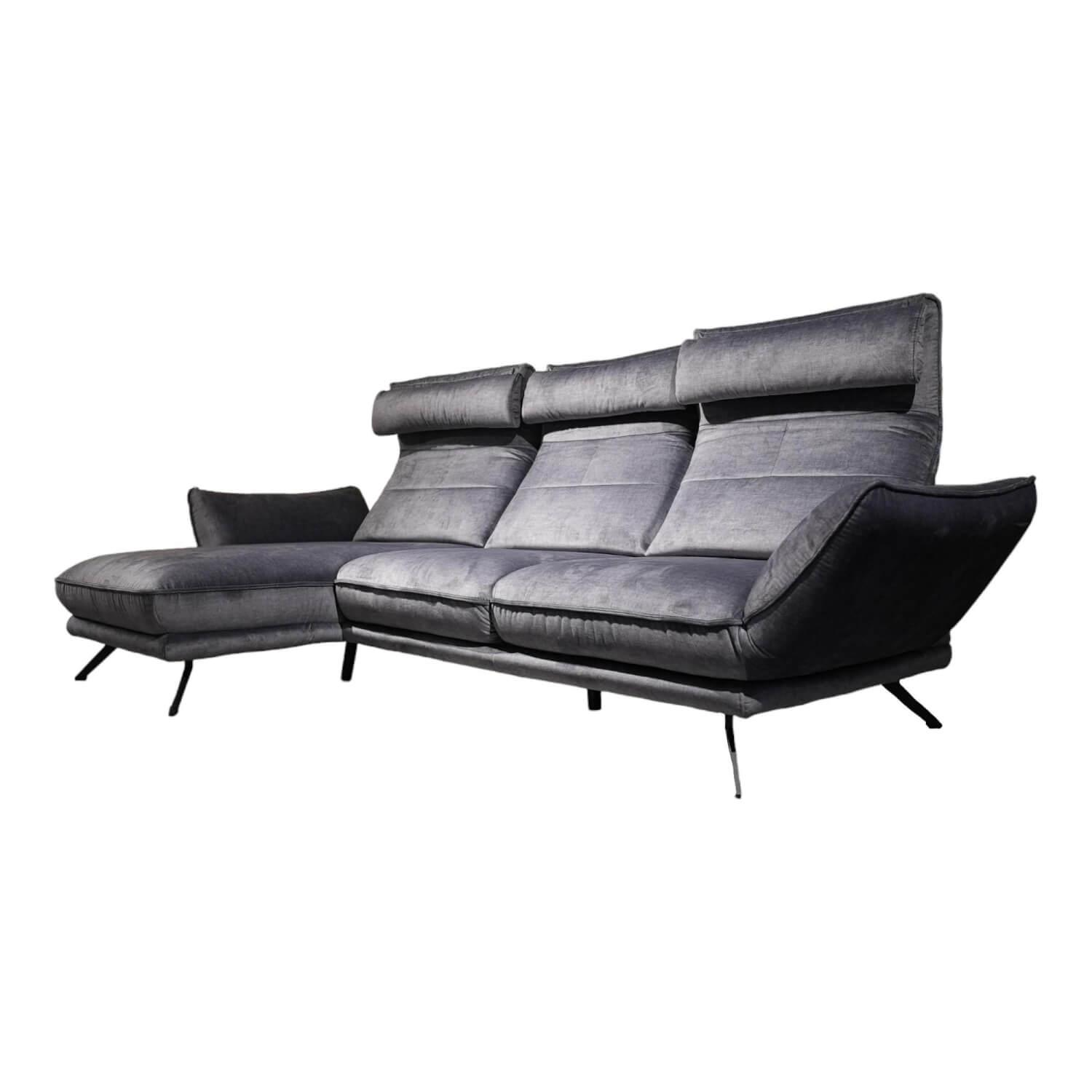 Ecksofa Hu Hp21001 Stoff Samt Dunkelgrau Gestell Metall Pulverbeschichtet Inklus... von Hukla