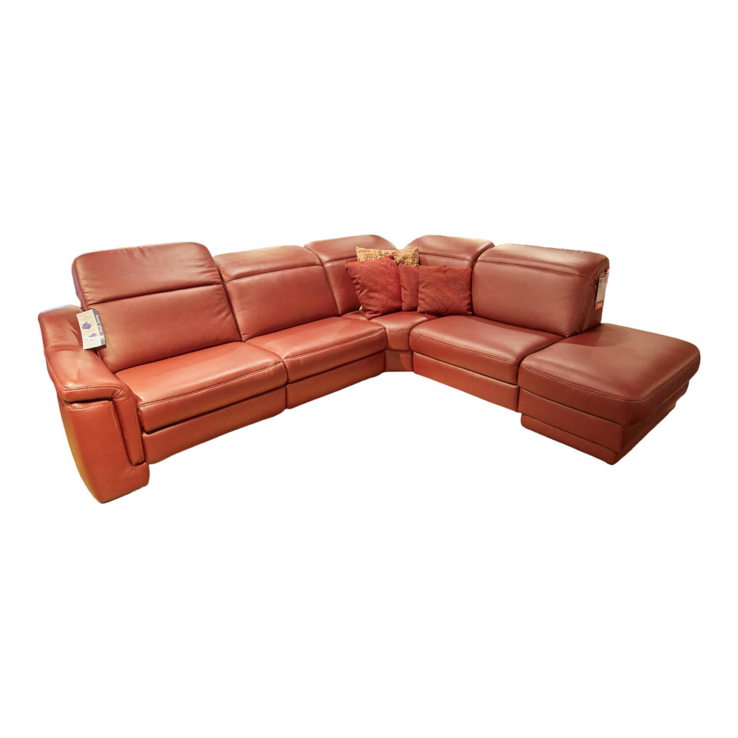 Ecksofa IL 4052 Leder Credo Barolo Rot mit motorischen Funktionen von Hukla