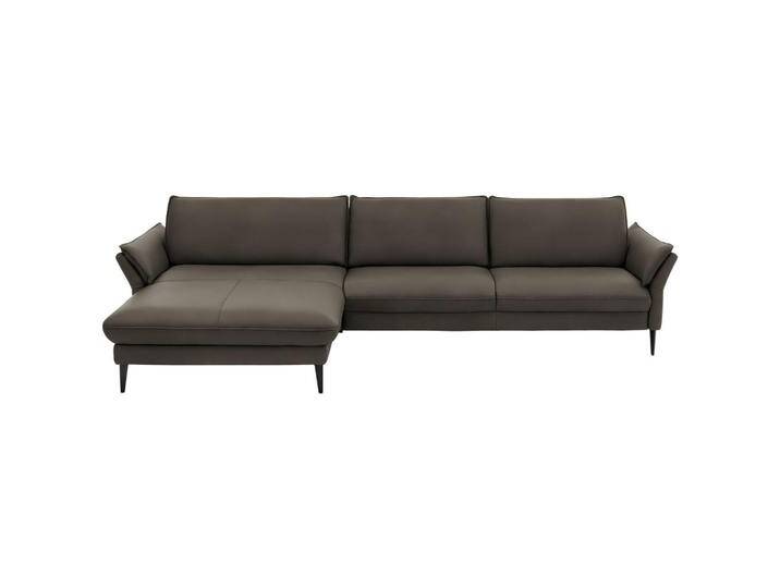 Hukla ECKSOFA, Graubraun, Echtleder, Longlife-Leder, Semi-Anilinleder, 4-Sitzer, Ottomane links, L-Form, 334x172 cm, Goldenes M, erweiterbar, Hukla ECKSOFA, Graubraun, Echtleder, Longlife-Leder, Semi-Anilinleder, 4-Sitzer, Ottomane links, L-Form, 334x172 cm, Goldenes M, erweiterbar, von Hukla
