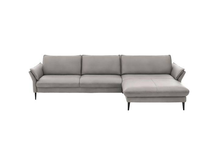 Hukla ECKSOFA, Hellgrau, Echtleder, Longlife-Leder, Semi-Anilinleder, 4-Sitzer, Ottomane rechts, L-Form, 334x172 cm, Goldenes M, erweiterbar, Hukla ECKSOFA, Hellgrau, Echtleder, Longlife-Leder, Semi-Anilinleder, 4-Sitzer, Ottomane rechts, L-Form, 334x172 cm, Goldenes M, erweiterbar, von Hukla