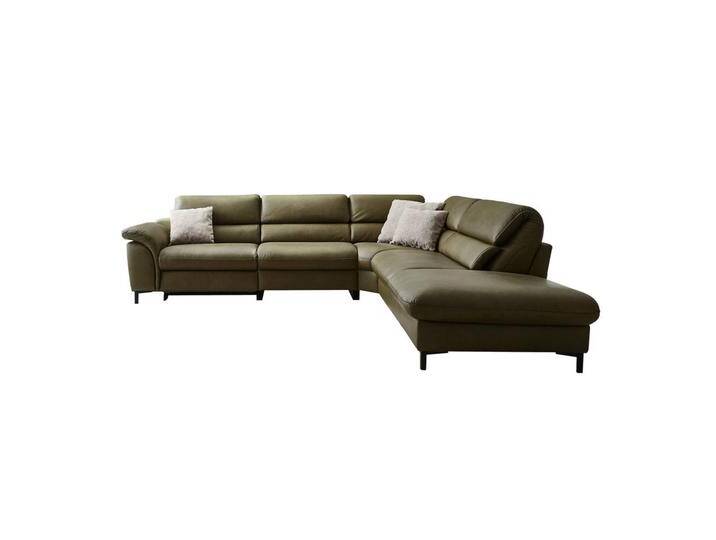 Hukla ECKSOFA Valdera, Schlamm, Echtleder, Semi-Anilinleder, 3-Sitzer, L-Form, Eckteil, 280x246 cm, Goldenes M, Made in EU, Lederauswahl, von Hukla
