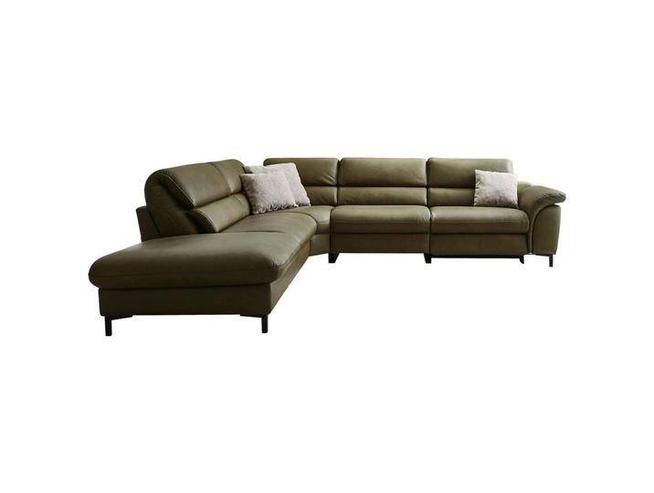 Hukla ECKSOFA Valdera, Schlamm, Echtleder, Semi-Anilinleder, 3-Sitzer, Ottomane links, Eckteil, L-Form, 280x246 cm, Goldenes M, Made in EU, von Hukla