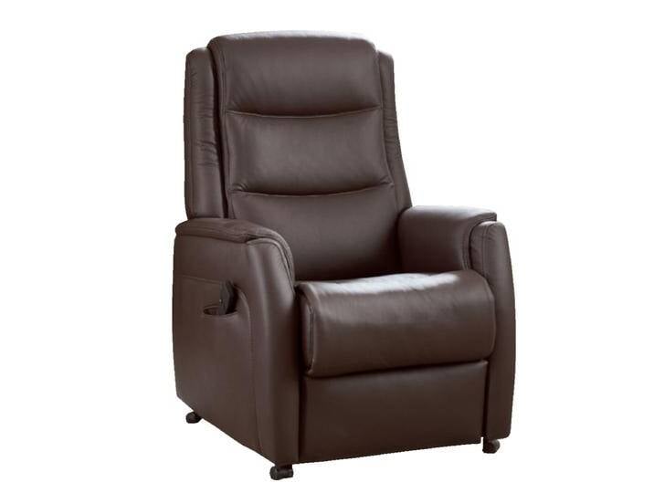 Hukla HU-RZ19073 Fernsehsessel mit soliden Armlehnen Seitenteiltasche rechts und drehbaren Doppelrollen Bezug in braun auch in anderen Farben von Hukla