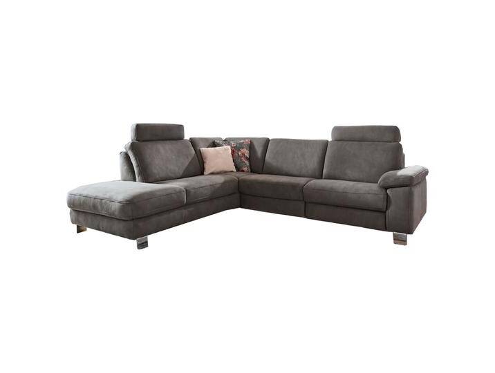 Hukla HU-SC17009 Sofaconcept Ecksofa in Stoff und Echtleder grau Polsterung und verschiedenen Füße sowie Kopfstützen und Relaxfunktion wählbar von Hukla