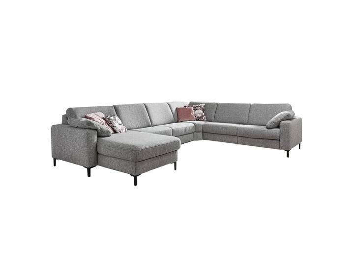 Hukla HU-SC17009 Sofaconcept Wohnlandschaft in Stoff und Echtleder grau Sitzpolsterung sowie schicke Füße und praktische Armteilverstellung wählbar von Hukla