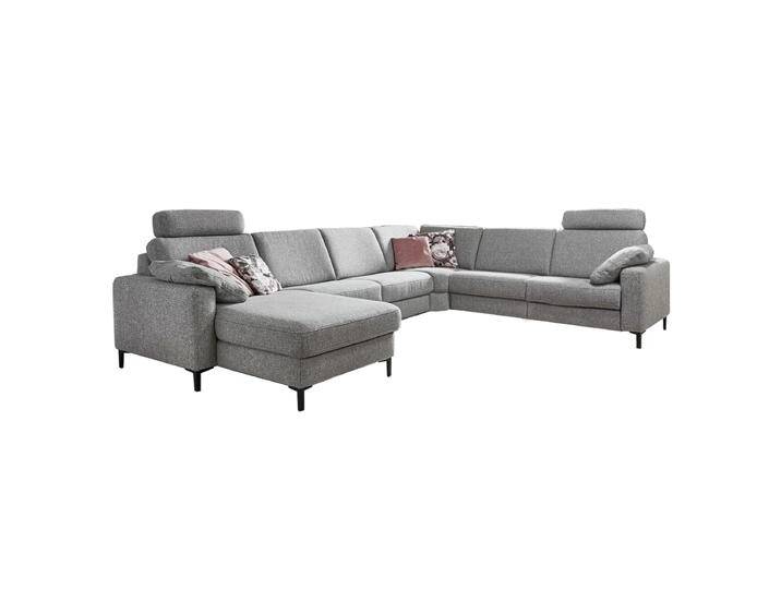 Hukla HU-SC17009 Sofaconcept Wohnlandschaft in Stoff und Echtleder grau mit Schlaffunktion und Relaxfunktion sowie Kopfstützen von Hukla