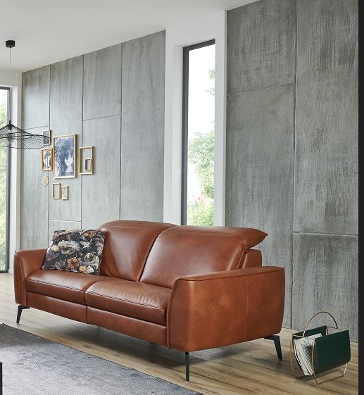Hukla Sofa 2.5-sitzig HU-PC23005 ca. B192 T105 cm in Leder Cloudy cognac 60 von Hukla