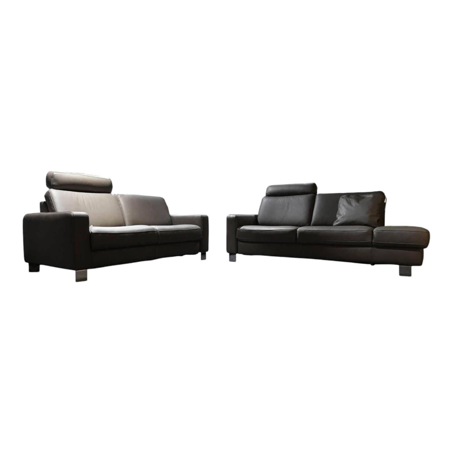 Polstergruppe VS HU1064 Leder F2 Bezug 58 Vivre Greystone Grau Füße Metall Chrom... Polstergruppe VS HU1064 Leder F2 Bezug 58 Vivre Greystone Grau Füße Metall Chrom... von Hukla