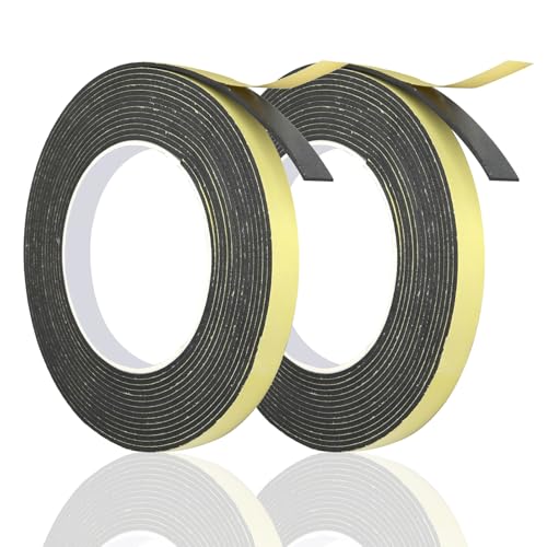 Hukneqn 2 Rollen Moosgummi Selbstklebend, 2mm x 10mm x 10m Gummistreifen Selbstklebend, Dichtungsband für Kochfelder, Hitzebeständiges Abdichtband aus EPDM-Zellkautschuk, Ideal für Küchenanwendungen von Hukneqn