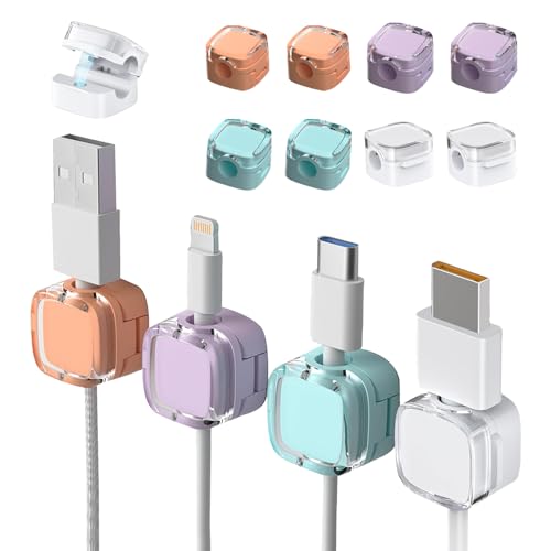 Kabelhalter Magnetisch, 8pcs Kabelhalter Kabelclips, Magnetische Kabel Organizer, Selbstklebende Kabelclips[Starker Kleber], für Schreibtisch, Zuhause, Büro, Auto, Ladekabel, HDMI, USB, Audio Kabel von Hukneqn