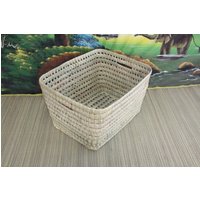 Aufbewahrungskorb, Gewebter Boho-Dekokorb, Wäschetruhe Für Spielzeug, Rattan, Weidenstroh, Handgefertigt von Huleti