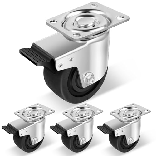 Humagineer 100mm Industrie-Rollen mit Bremse, Schwerlastrollen 360 Grad Tragfähigkeit 3000KG, Extra Breite Reifen, Geeignet für jeden Boden, Langlebige Nylon-Räder für Maschinen, Geräte, 4 Pack von Humagineer