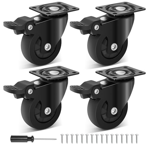 Humagineer 50mm Rollen Rad, Heavy Duty Casters, Sicherheit Dual Locking Industrial Swivel TPR Rollen Räder für Möbel und Werkbank Cart, 4 pack von Humagineer