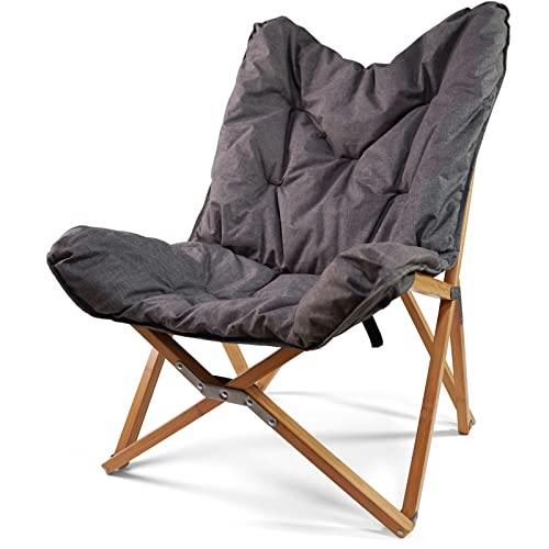 Human Comfort Lounge Camping Stuhl Yzeron Butterfly Chair Falt Bambus Holz 120kg von Human Comfort