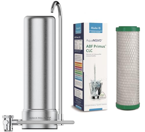 Auftischfilter HW-ATFS-02 aus Edelstahl mit Alvito CLC Wasserfilter mit Kalkschutz von Human-Wellness