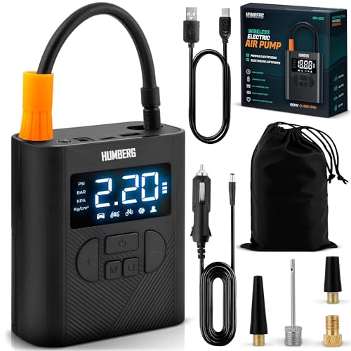 Humberg Kompressor Elektrisch Luftpumpe Autokompressor Kabellos Tragbar Für Reifen Bälle 6000 mAh Schwarz Humberg Kompressor Elektrisch Luftpumpe Autokompressor Kabellos Tragbar Für Reifen Bälle 6000 mAh Schwarz von Humberg