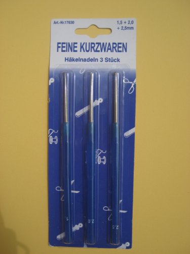 Häkelnadeln 3 Stück 1,5 + 2,0 + 2,5mm in blau Häkelnadeln 3 Stück 1,5 + 2,0 + 2,5mm in blau von Humbert & Brandt