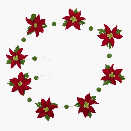 Humble Hilo Handgefertigte Filz-Blumenkränze Weihnachtskranz Dekor Herbsttürkranz (Girlande, rote Spitze) von Humble Hilo