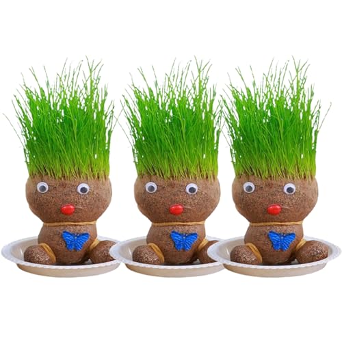 Graskopf Puppe Kleine Topfpflanze, Graskopf Pflanze Die In Mini Bonsai Töpfen Wächst, Lustige Graspuppe Für Kinder, Geschenke Für Kinder, Topfpflanzen Für Schlafzimmer von Humdcdy