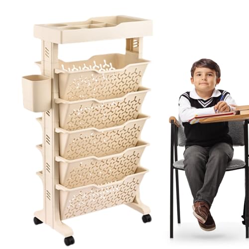 Humdcdy Utility-Organizer-Bücherregale für Kinder, abnehmbares Bücherregal für das Arbeitszimmer zu Hause, Bücherregal mit großer Kapazität, Stabiler Bücherständer mit um 360° drehbaren Rädern für von Humdcdy