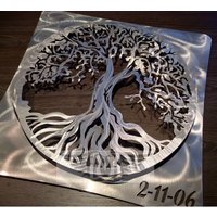 3D Baum Des Lebens, Aluminium Gebürstet, Wandkunst von HumdingerDesigns0com