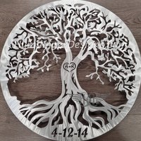 Baum Des 10-Jährigen Jubiläums - 10-Jährige Hochzeitsfeier Aluminium Lebens Metall Wandkunst Individuell Schnitzen Sie Ihre Initialen von HumdingerDesigns0com