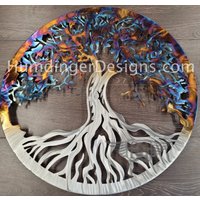 Extra Groß | 46x46 Zoll Metall Wand Kunst Baum Des Lebens in Edelstahl von HumdingerDesigns0com