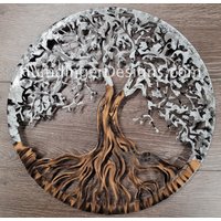 Handgemachter Baum Des Lebens Wandkunst 70x70 cm Für Den Innen - Und Außenbereich Geeignet Von Humdinger Designs von HumdingerDesigns0com