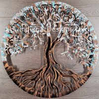 Jubiläumsbaum - Personalisierter Baum Des Lebens Schnitzen Sie Ihre Initialen Metall Wandkunst Individuell Groß Hochzeitsgeschenk von HumdingerDesigns0com