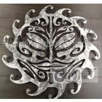 Metall Wandkunst Sonnengesicht in Edelstahl Von Humdinger Designs von HumdingerDesigns0com