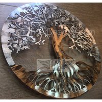 Yoga Art Baum Des Lebens Metall Wandskulptur von HumdingerDesigns0com