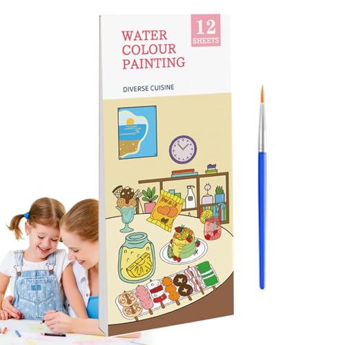 Humkopnl Pocket Aquarell-Malbuch – kleine Malblöcke, Bücher, Aquarell-Malbuch, Taschen-Malkissen mit Pinsel für, Mädchen, Kinder, Kleinkinder von Humkopnl