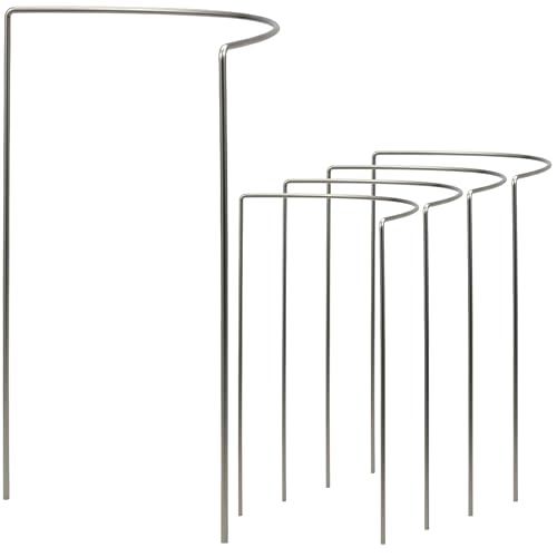 10 STÜCK Edelstahl Pflanzenstütze Staudenstütze halbrund - Ø 38 cm - 100 cm hoch aus 4mm Edelstahl Draht Metall - Buschstütze - Staudenstütze - Pflanzbogen Staudenhalter Rankhilfe Pflanzenring von Hummelladen