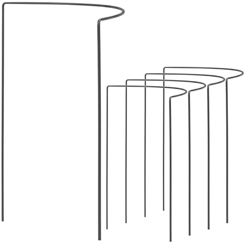 10 STÜCK Pflanzenstütze Staudenstütze halbrund grau - Ø 38 cm - 100 cm hoch - aus 4mm kunststoffummantelten Draht Metall - Buschstütze - Staudenstütze Pflanzbogen Staudenhalter Rankhilfe Pflanzenring von Hummelladen